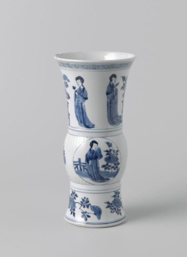 Beaker vase with women and flower sprays