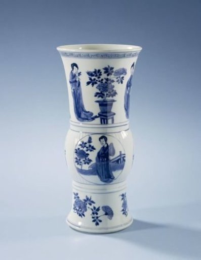 Beaker vase with women and flower sprays