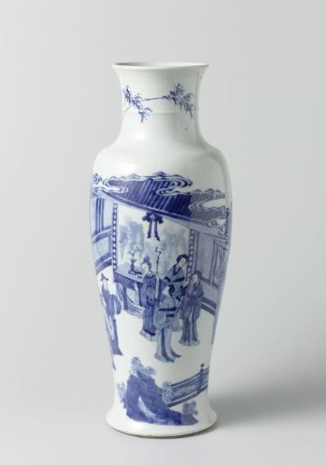 Baluster Vase with Figures in Front of a Pavilion and Two Mythological Figures in the Clouds