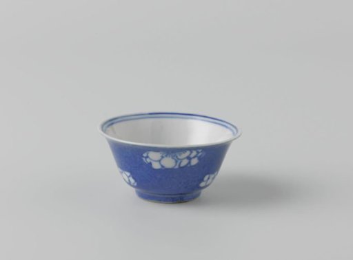 Bell-shaped cup with powder blue and flower heads in reserve
