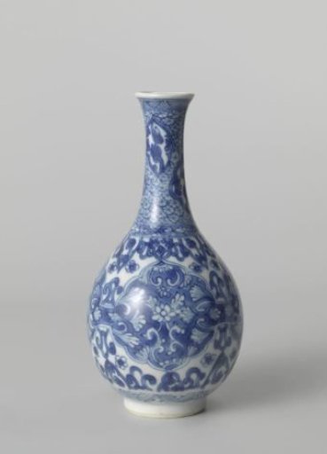 Pear-shaped bottle vase with floral scrolls