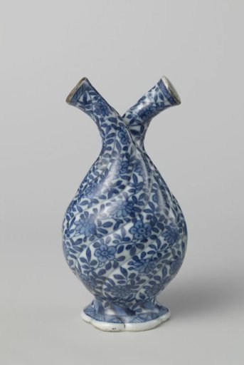 Double-bodied cruet with two spouts and flowerbands