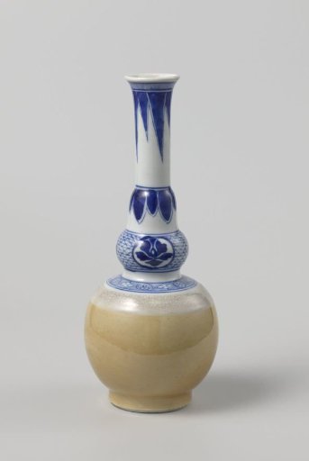 Bottle vase with light brown and ornamental borders