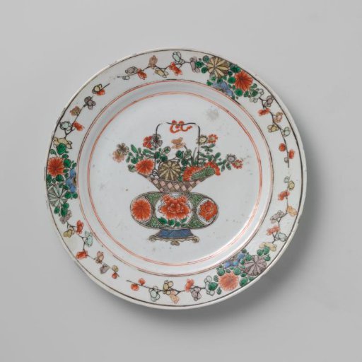 Plate with flower basket and flower sprays