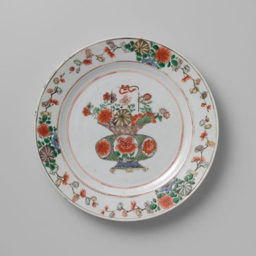 Plate with flower basket and flower sprays