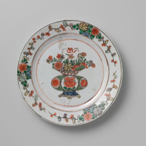 Plate with flower basket and flower sprays
