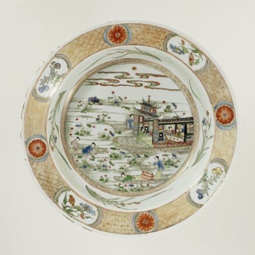 Dish depicting a scene from the Romance of the Jade Box