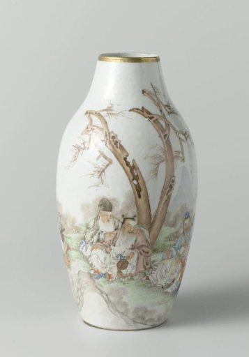 Ovoid vase with the Eight Immortals seated in a landscape