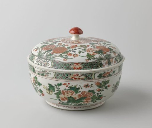 Tureen with flower sprays, butterfly and fish