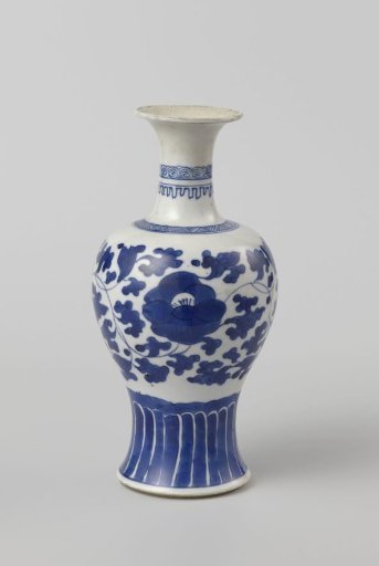 Baluster vase with trumpet neck and flower scrolls