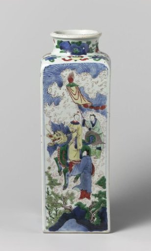 Square Vase with Immortals and a Goddess