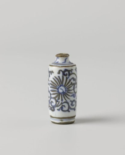 Cylindrical miniature vase with flower scrolls