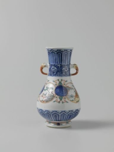 Pear-shaped vase with ornamental borders and landscapes in medallions
