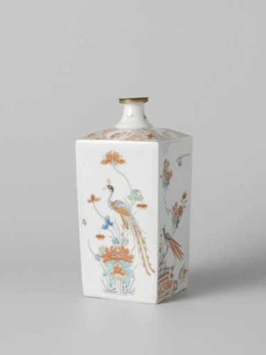 Square bottle with birds on flower sprays