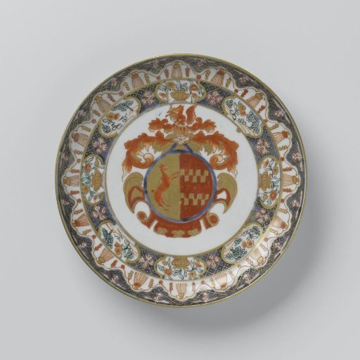 Saucer-dish with the arms of Van Buren and two ornamental borders