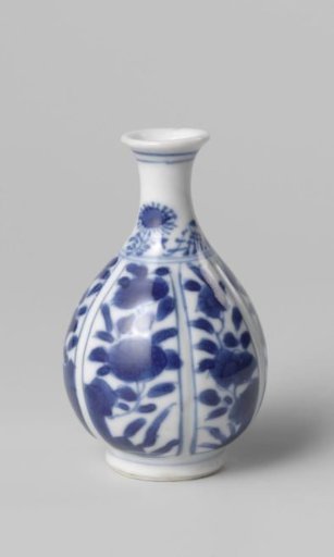 Miniature bottle vase with flowering plants in panels