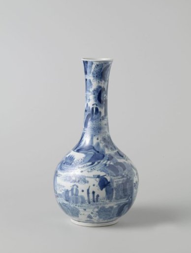 Bottle vase with two continuous landscapes with figures