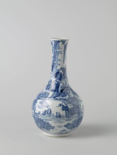 Bottle vase with two continuous landscapes with figures