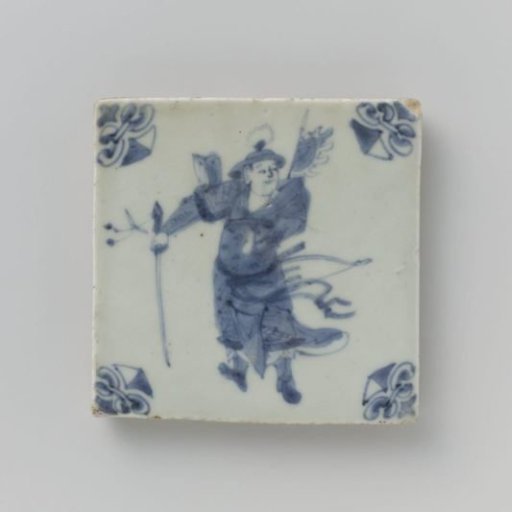 Tile with a warrior with a bow and arrow and a sword