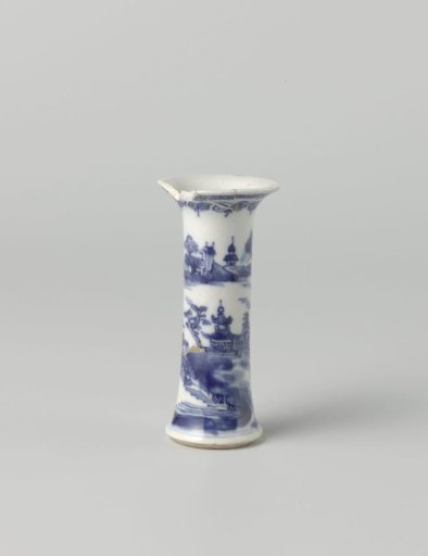 Miniature trumpet-shaped beaker vase with river landscape