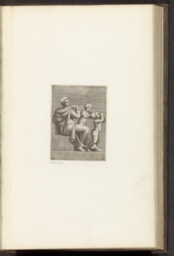Seated young man with two children