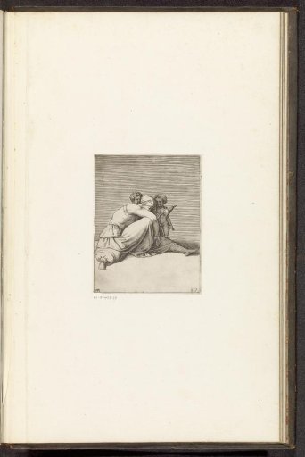 Woman with a distaff and two children