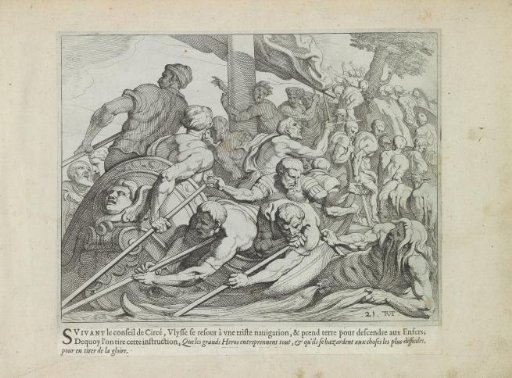 Odysseus arriving at the underworld