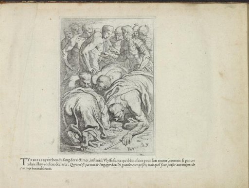 Tiresias drinking the blood of the sacrifice