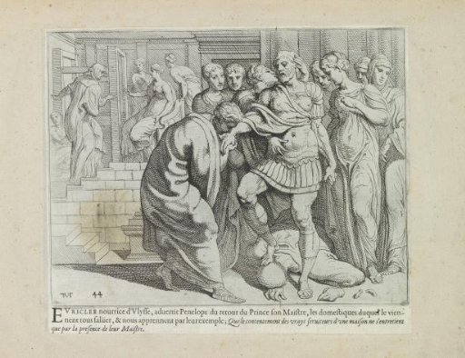 Odysseus is welcomed by his servants