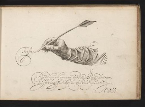 Right hand with a goose-quill pen