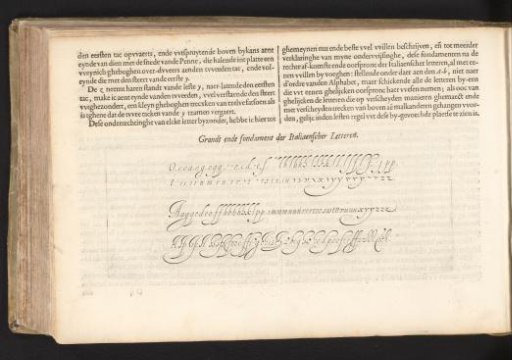 Description of writing the Italic letter (third continuation) and a specimen of the Italic letter