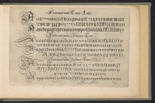 Letter examples of textura, fraktur, and bastard