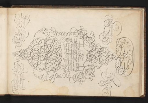 Writing Sample with a Cup in Scrollwork