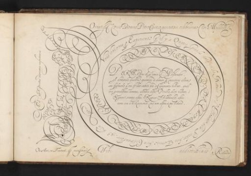 Writing sample with Fortuna in scrollwork