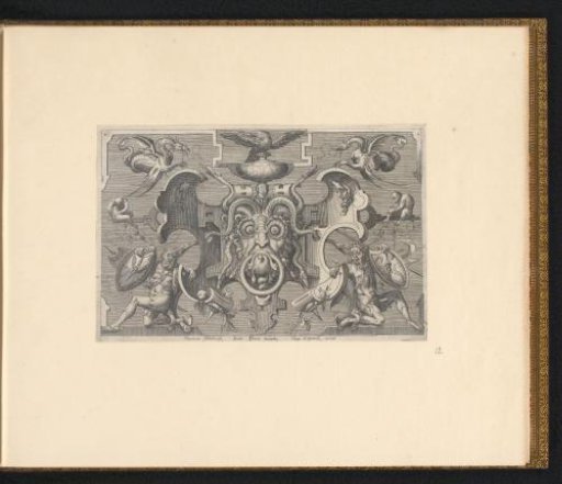 Cartouche and mask with snakes as hair