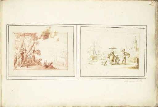 Shepherd with his cattle and Street scene