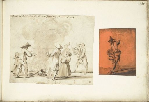 Group of Figures Around a Fire and a Kettle Porter