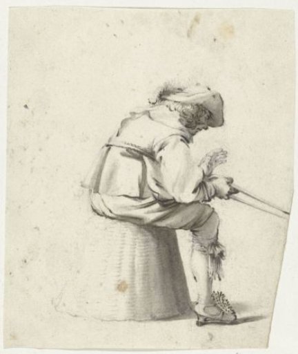 Soldier Sitting on an Upside-Down Basket