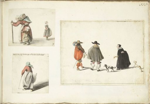 Woman with Children, a Walking Woman and a Woman Talking with Two Men