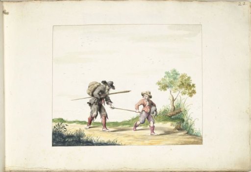 Old blind beggar led by a boy