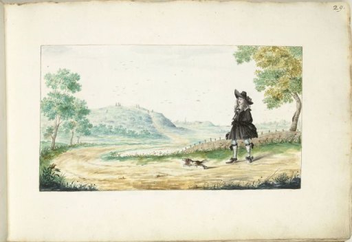 Gentleman walking on a country road