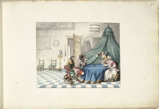 Card players in an interior