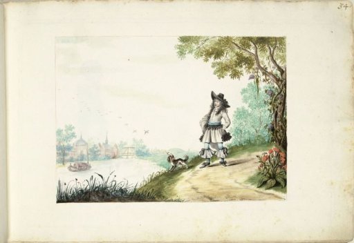 Gentleman walking along a river