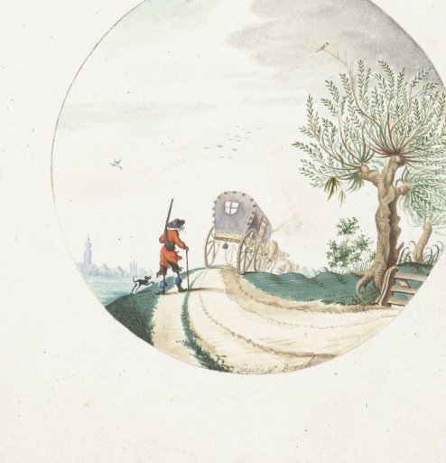 Summer: Country road with hunter and carriage