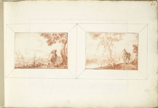 Gentleman standing on a riverbank and a walking man