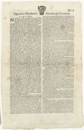 Oprechte Haerlemse Saturdaegse Courant, no. 8, 25 February 1679