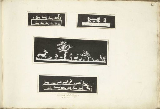 Four animals and figures