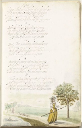 Shepherdess on a country road