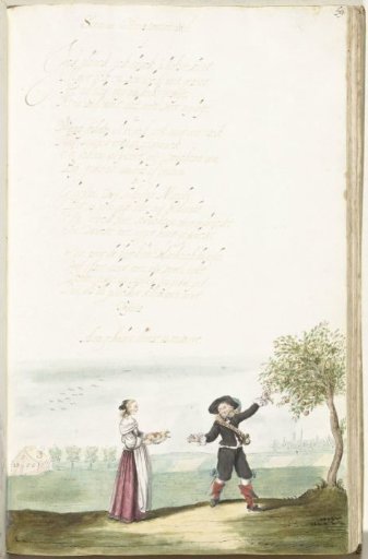 Soldier Picking Fruit and a Young Lady