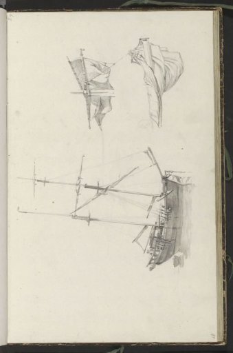 Two men on a fishing boat and sailcloth